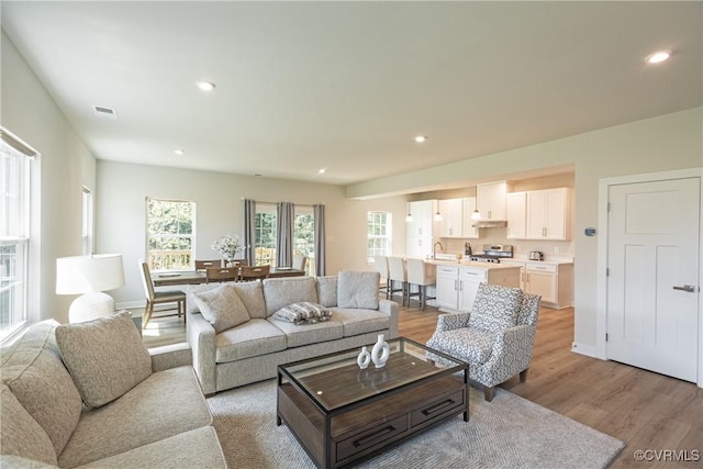 14106 Botsford Ave, Chesterfield, VA 23831 - living room featuring light wood-style flooring and recessed lighting