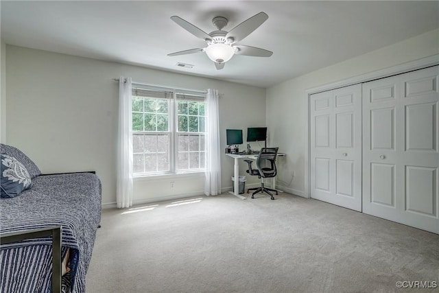 3731 Rivermist Ter, Midlothian, VA 23113 - carpeted bedroom featuring a desk, ceiling fan, and a closet