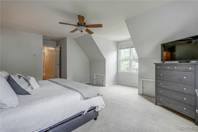 3731 Rivermist Ter, Midlothian, VA 23113 - bedroom featuring light carpet, lofted ceiling, and ceiling fan
