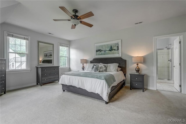 3731 Rivermist Ter, Midlothian, VA 23113 - carpeted bedroom with a ceiling fan and ensuite bathroom
