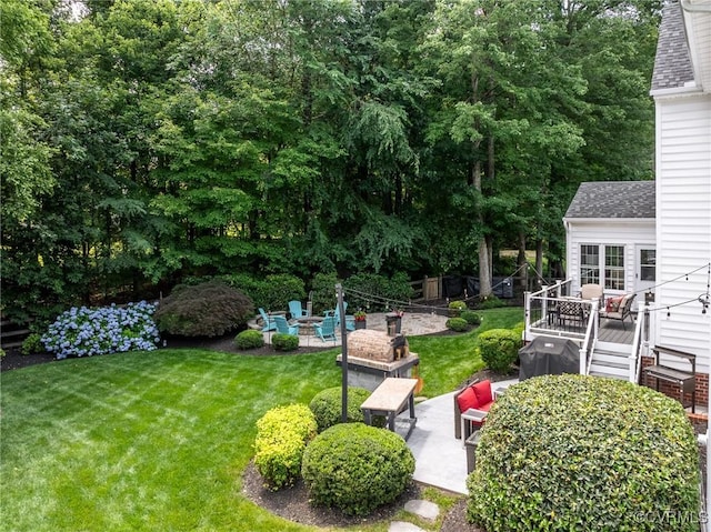 3731 Rivermist Ter, Midlothian, VA 23113 - view of green lawn with a patio area, a deck, and an outdoor living space