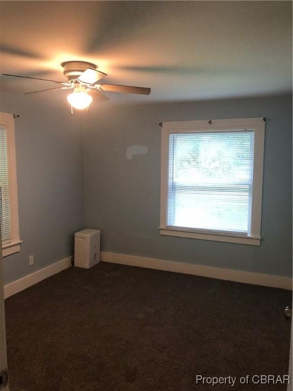 271 Bendall Ln, Mathews, VA 23109 - unfurnished room with ceiling fan and dark carpet