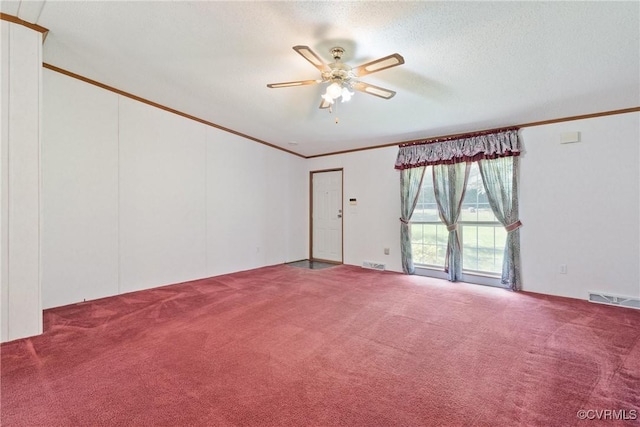 4867 Tabscott Rd, Kents Store, VA 23084 - carpeted spare room with ceiling fan and ornamental molding