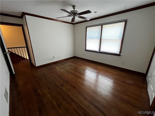 16200 Hunters Ridge Ln, Moseley, VA 23120 - spare room featuring ornamental molding, hardwood / wood-style floors, and ceiling fan