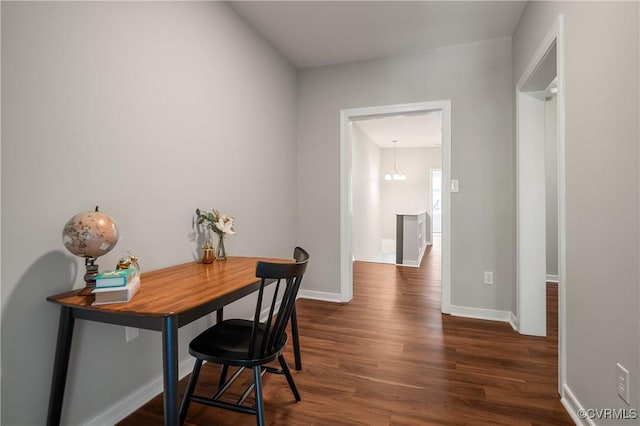 2502 4th Ave, Richmond, VA 23222 - office area featuring dark wood-style floors and baseboards