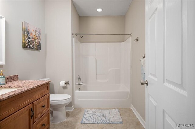 2502 4th Ave, Richmond, VA 23222 - bathroom with vanity, tile patterned flooring, shower / bathtub combination, and recessed lighting