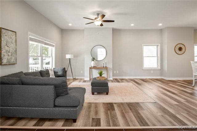 2502 4th Ave, Richmond, VA 23222 - living area with ceiling fan, recessed lighting, and wood finished floors