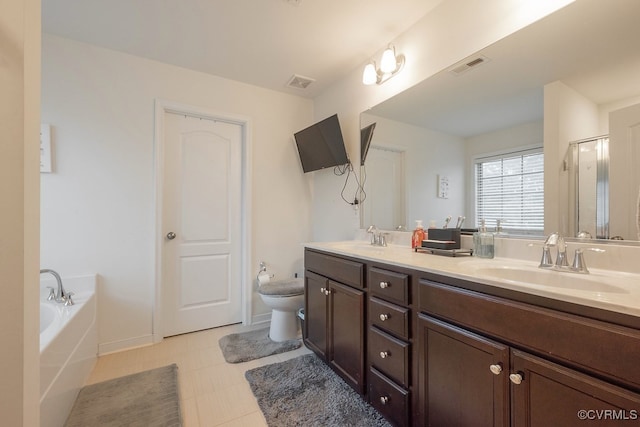 9545 Thornecrest Dr, Mechanicsville, VA 23116 - full bathroom with double vanity, a bath, and a stall shower