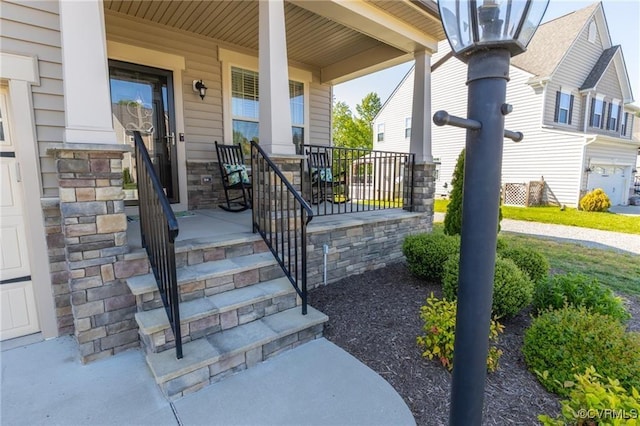 9545 Thornecrest Dr, Mechanicsville, VA 23116 - entrance to property with a porch and stone siding