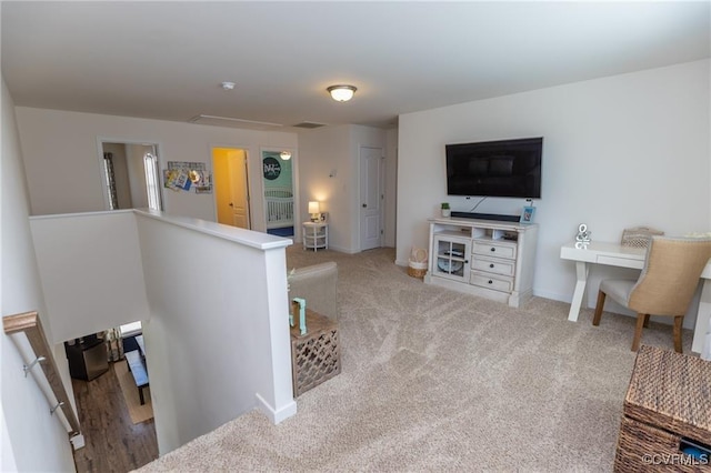 9545 Thornecrest Dr, Mechanicsville, VA 23116 - living room with attic access and carpet floors