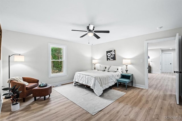 487 Deep Landing Rd, Tappahannock, VA 22560 - bedroom with light wood-style floors and ceiling fan
