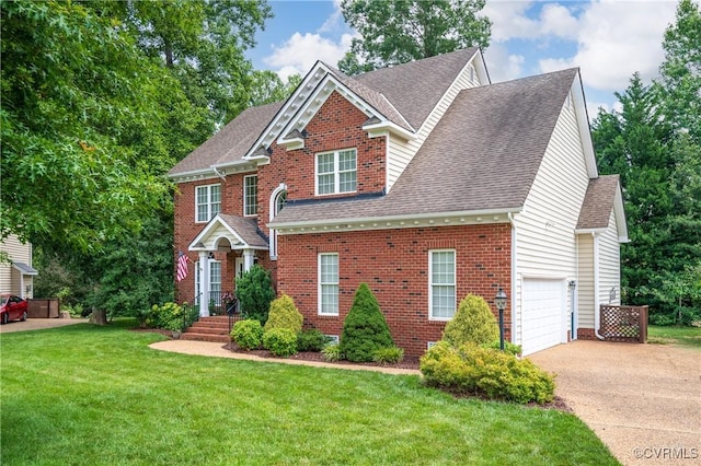 4313 Nevil Bend Turn, Moseley, VA 23120 - view of front of property with concrete driveway, brick siding, roof with shingles, and a front yard