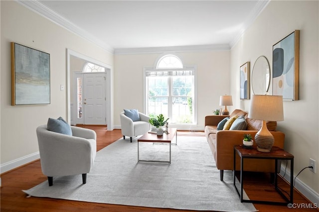 4313 Nevil Bend Turn, Moseley, VA 23120 - living area featuring ornamental molding, plenty of natural light, and wood finished floors