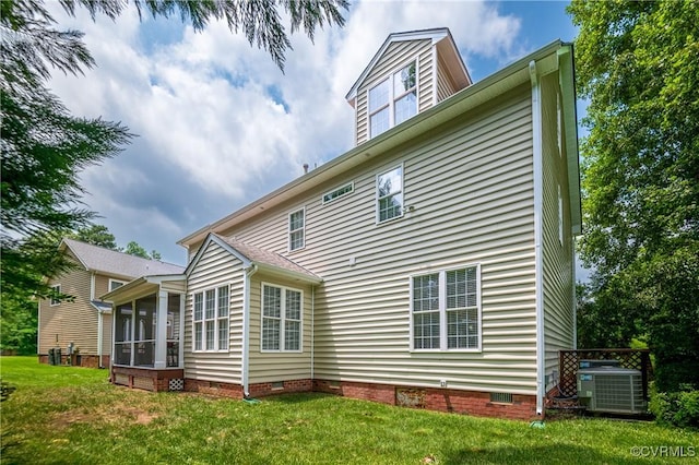 4313 Nevil Bend Turn, Moseley, VA 23120 - rear view of property featuring crawl space, a sunroom, and a yard