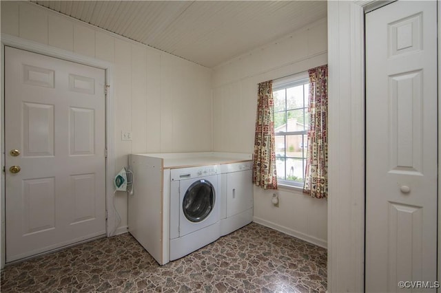 916 Forestview Dr, Colonial Heights, VA 23834 - laundry area with independent washer and dryer and dark stone finish floors
