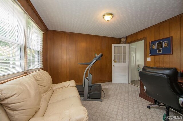 916 Forestview Dr, Colonial Heights, VA 23834 - carpeted home office featuring wooden walls
