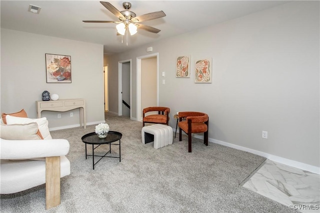 7856 Epic Rd, Midlothian, VA 23235 - living area with a ceiling fan and baseboards