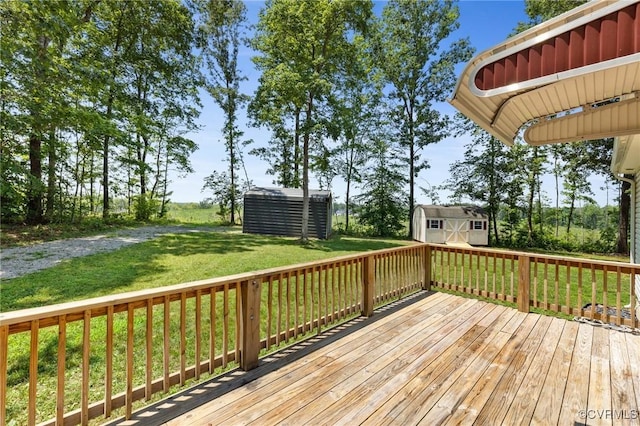 3899 Howell Rd, Powhatan, VA 23139 - wooden deck with a storage shed and a yard