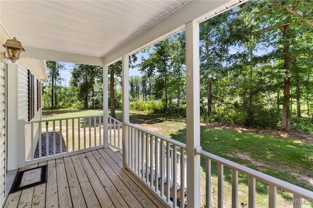 3899 Howell Rd, Powhatan, VA 23139 - wooden terrace with a lawn and view of scattered trees