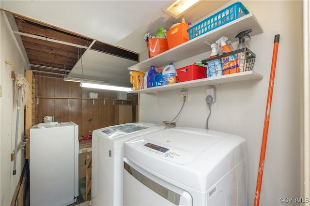 3949 Llewellyn Ln, Chesterfield, VA 23832 - laundry area with separate washer and dryer and wooden walls