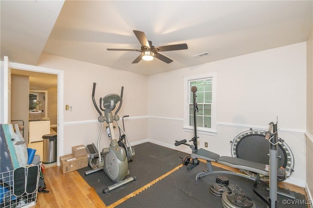 3949 Llewellyn Ln, Chesterfield, VA 23832 - exercise area featuring a ceiling fan and wood finished floors