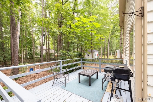 3949 Llewellyn Ln, Chesterfield, VA 23832 - deck featuring grilling area and an outdoor structure
