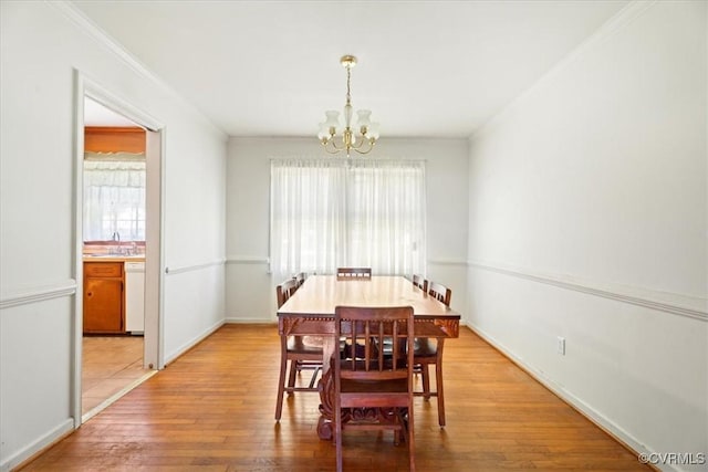 43 Franktown Rd, Hampton, VA 23663 - dining room with a chandelier, plenty of natural light, light wood-style floors, and ornamental molding