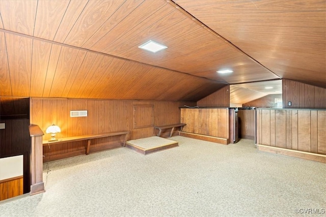 43 Franktown Rd, Hampton, VA 23663 - bonus room featuring wooden walls, lofted ceiling, wooden ceiling, and carpet floors