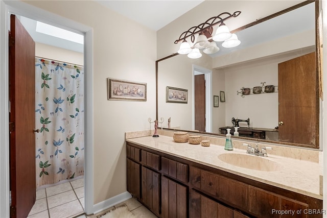10000 Silverleaf Ter, Chesterfield, VA 23236 - full bath with tile patterned floors, vanity, a chandelier, and curtained shower