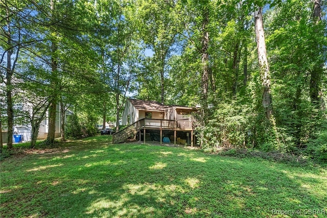 10000 Silverleaf Ter, Chesterfield, VA 23236 - rear view of house featuring stairway, a deck, and a yard