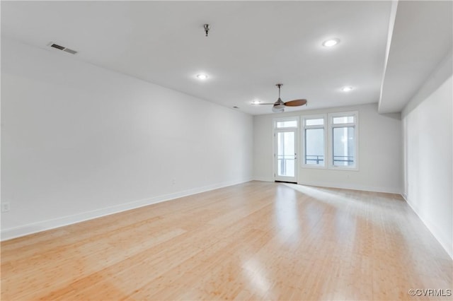 110 W Marshall St Unit U25, Richmond, VA 23220 - unfurnished room with a ceiling fan, a pendent fire sprinkler, light wood-style floors, and recessed lighting