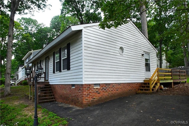 10106 Redbridge Rd, North Chesterfield, VA 23236 - view of side of property featuring crawl space, stairway, and a deck