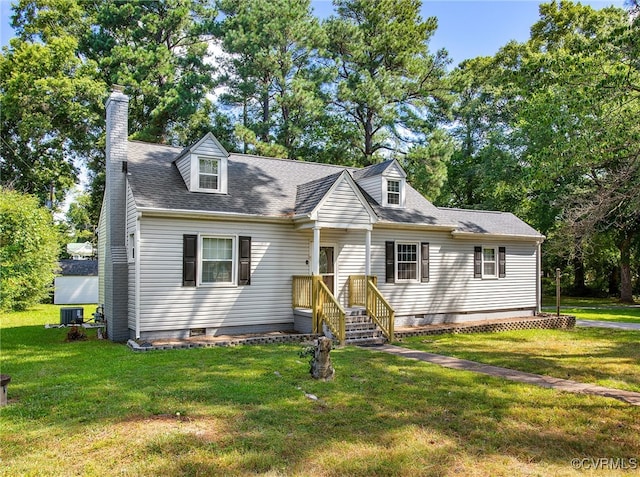 2803 Drewrys Bluff Rd, Chesterfield, VA 23237 - cape cod home with a front lawn, a chimney, and roof with shingles