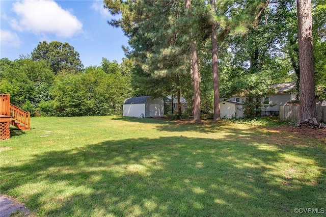 2803 Drewrys Bluff Rd, Chesterfield, VA 23237 - view of grassy yard featuring a shed and stairs