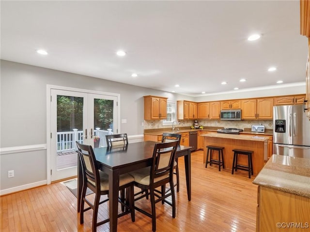 13625 Brandy Oaks Rd, Chesterfield, VA 23832 - dining room featuring light wood finished floors, french doors, and recessed lighting