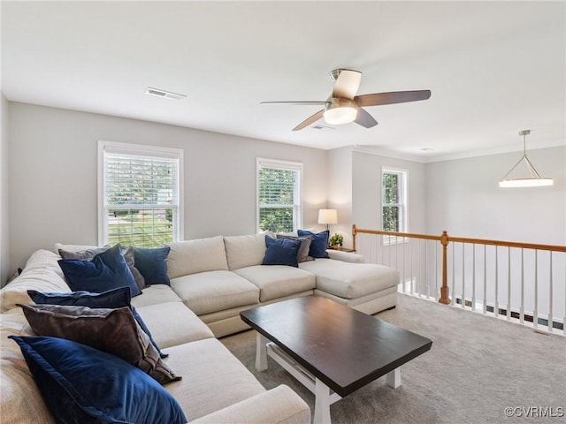 13625 Brandy Oaks Rd, Chesterfield, VA 23832 - carpeted living area featuring ceiling fan