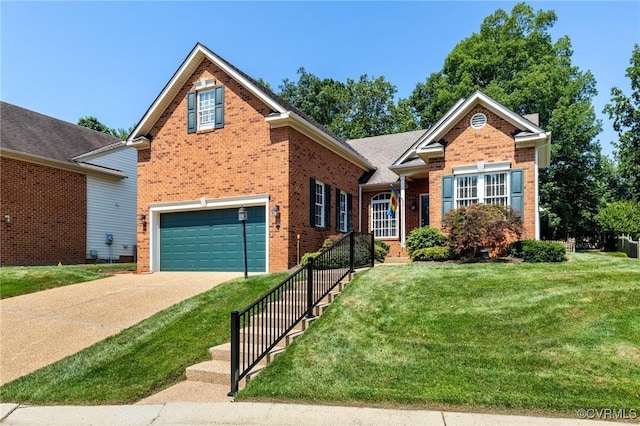 818 Krim Point Loop, Midlothian, VA 23114 - view of front of house featuring a garage, brick siding, a front yard, and driveway