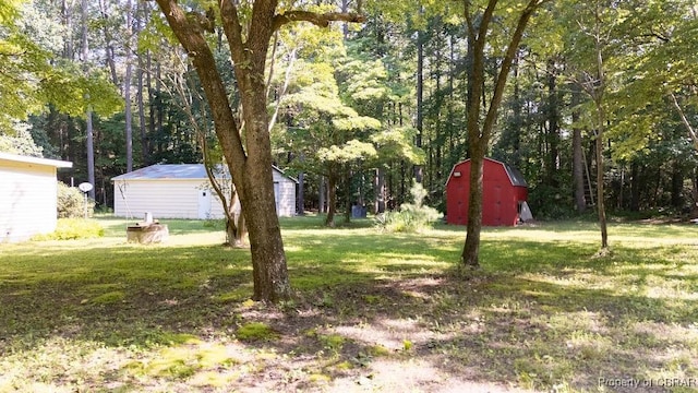 1026 Hoecake Rd, Lancaster, VA 22513 - view of grassy yard with a storage shed