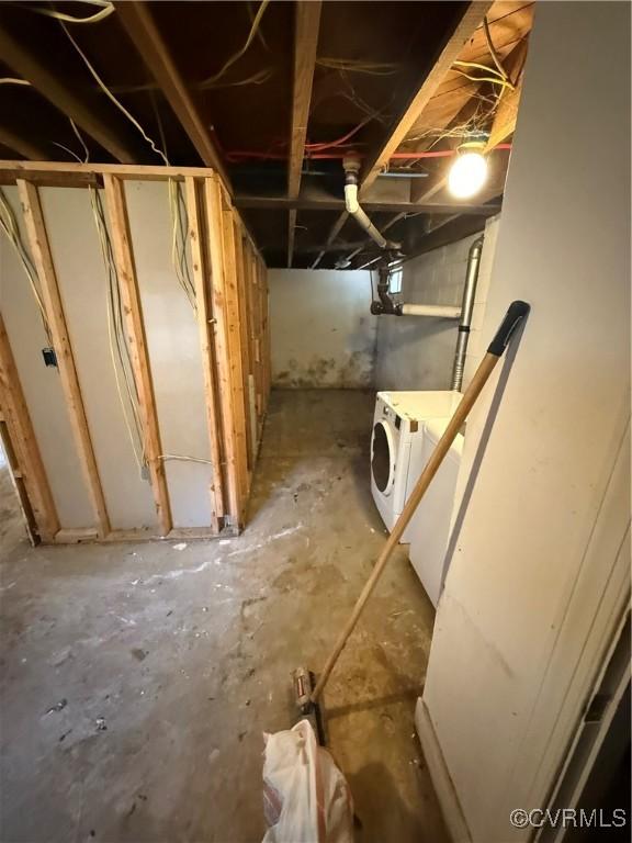 305 Danray Dr, Henrico, VA 23227 - unfinished basement with washer / dryer