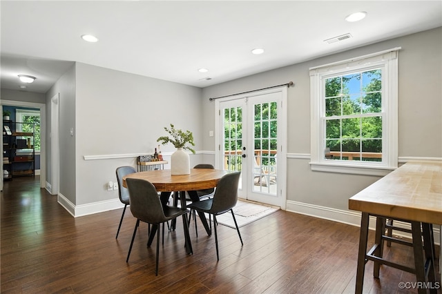 5614 Jahnke Rd, Richmond, VA 23225 - dining space featuring wood finished floors, french doors, plenty of natural light, and recessed lighting