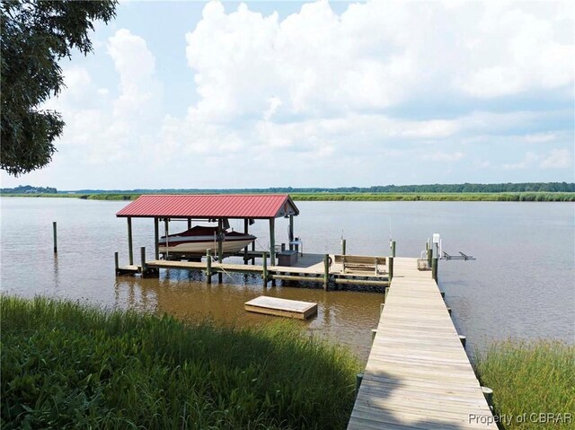 1583 Winona Park Dr, West Point, VA 23181 - dock featuring boat lift and a water view