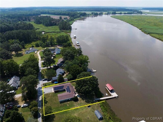 1583 Winona Park Dr, West Point, VA 23181 - aerial overview of property's location with a nearby body of water and property boundaries highlighted