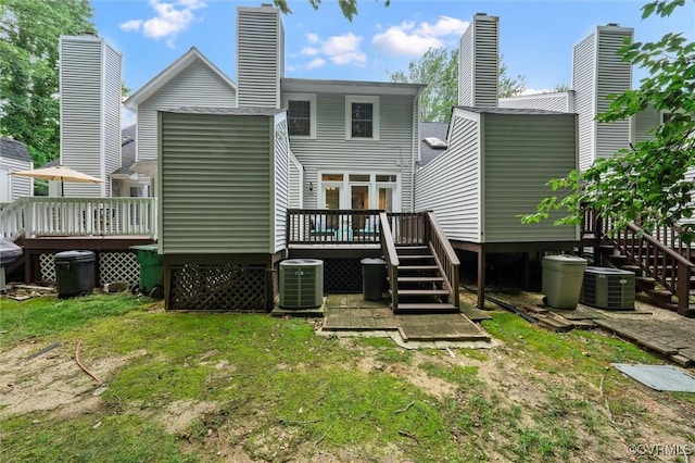 8015 Buford, North Chesterfield, VA 23235 - back of house with a deck, stairway, and a chimney
