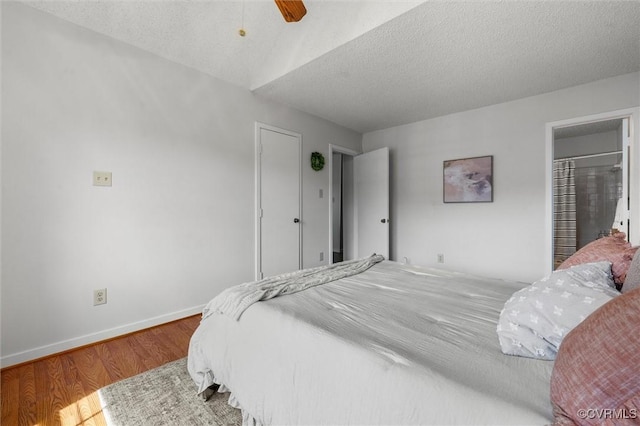 8015 Buford, North Chesterfield, VA 23235 - bedroom with wood finished floors, a textured ceiling, and a ceiling fan