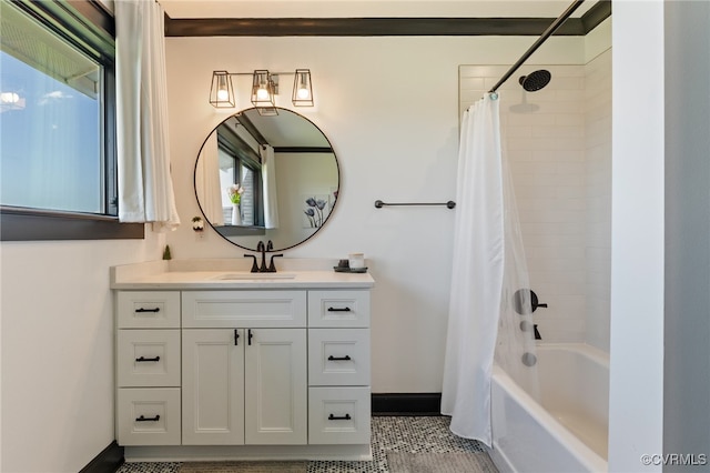 1 Cross County Rd, Mineral, VA 23117 - full bath featuring vanity, shower / bath combo, and tile patterned flooring