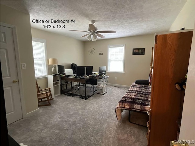 6197 Fishermans Way, Mechanicsville, VA 23116 - carpeted office with a ceiling fan and a textured ceiling