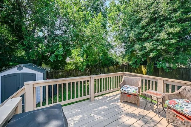 103 N Daisy Ave, Henrico, VA 23075 - wooden terrace with a storage unit and a fenced backyard