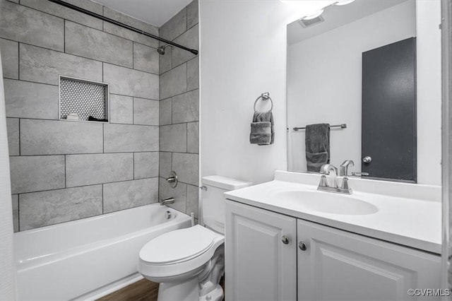 12305 Leesburg Cir, Midlothian, VA 23112 - bathroom with vanity, tub / shower combination, and wood finished floors