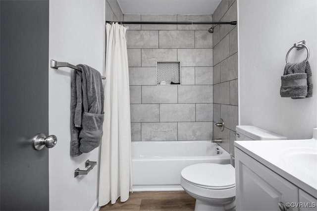 12305 Leesburg Cir, Midlothian, VA 23112 - full bathroom featuring wood finished floors, shower / tub combo with curtain, and vanity