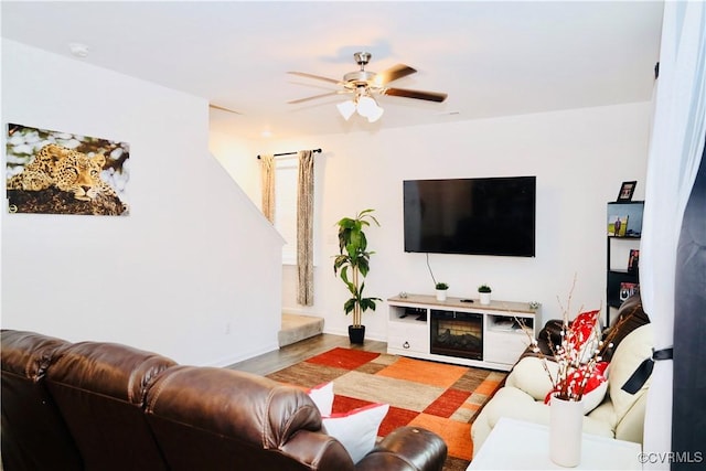 6431 Faulkner Dr, North Chesterfield, VA 23234 - living room featuring ceiling fan and wood finished floors